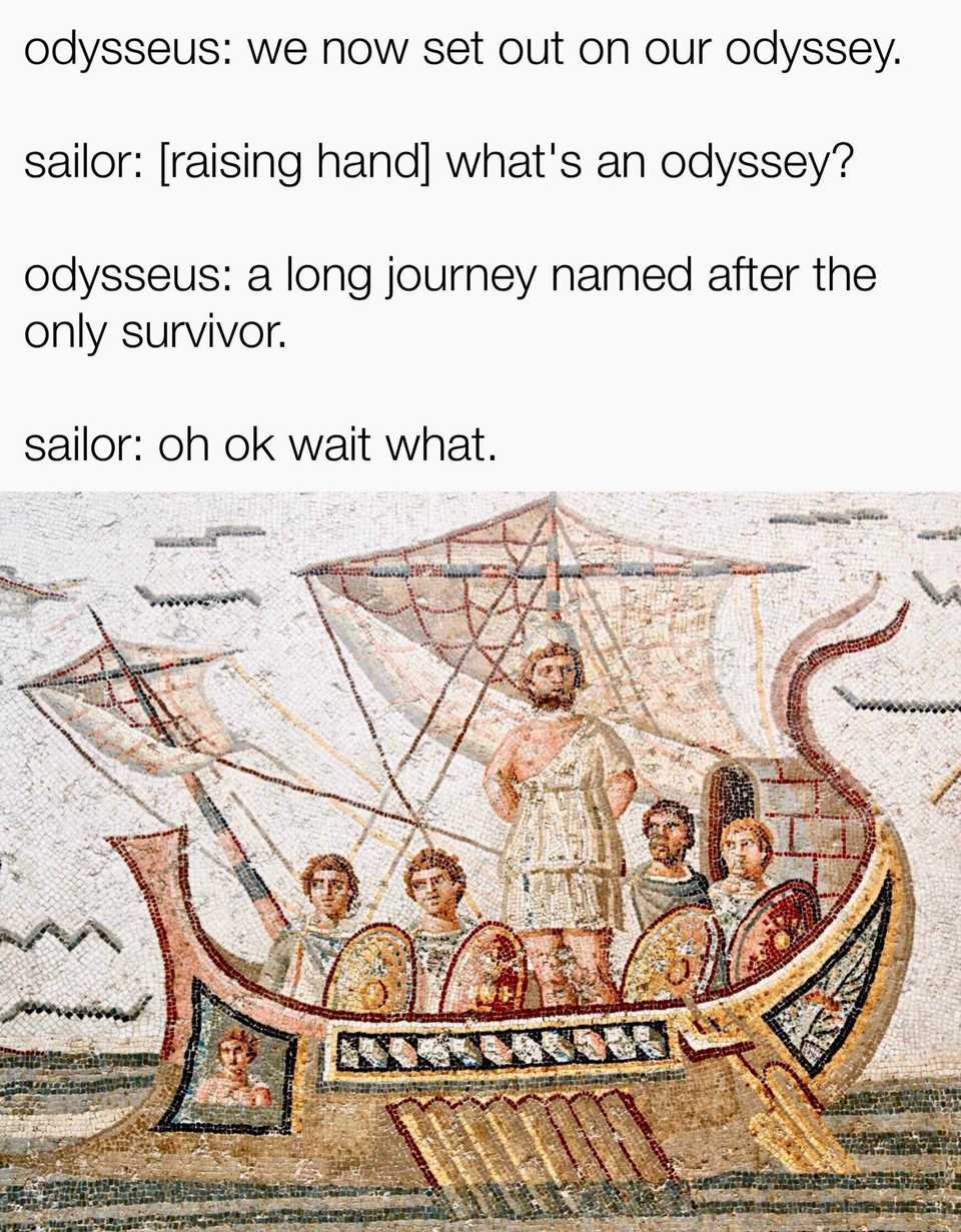 Odysseus teaches his crew what an odyssey is